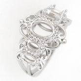 Vintage Style 14K White Gold Semi Mount Ring Setting Oval OV 8x6mm 5x3mm 5 Stone Syzjewelry